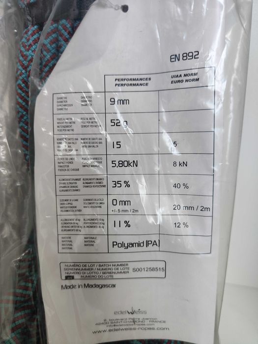 Lina wspinaczkowa połówkowa Edelweiss 9mm x 50m Ciemny Błękit