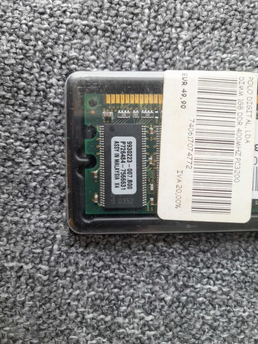 Memória RAM Kingston PC3200 (DDR-400) 1GB DIMM-(KVR400X64C3A/1G)64584648848897123