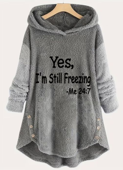 Damska bluza polarowa z kapturem w stylu oversize roz. XL