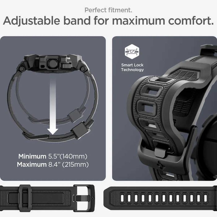 Чехол с ремешком Spigen Rugged Armor Pro для Pixel Watch 3 45mm Black