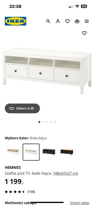 Ikea hemnes szafka komoda rtv biała