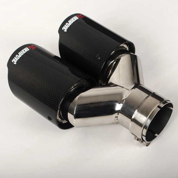 Насадки акрапович Akrapovic глянцевые Двойные 89мм два ствола выхлоп
