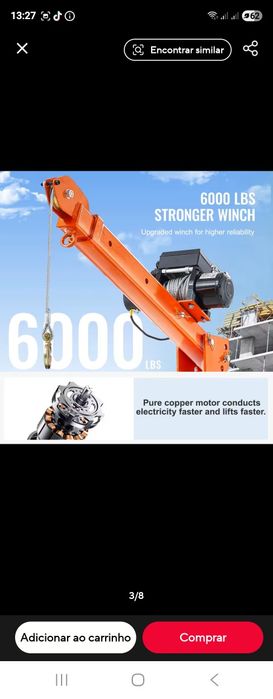 Grua de Elevação Multiusos c/ Guincho 6000 lbs e Comando – NOVA