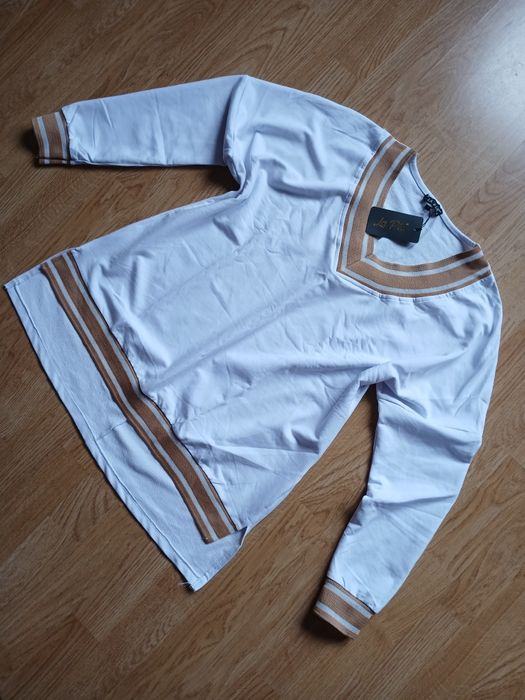 Biały bawełniany  komplet damski La Pia rozmiar S bluza spodnie