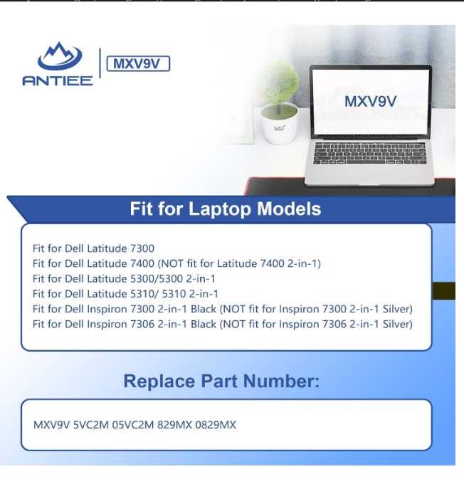 Bateria ANTIEE MXV9V com cabo para DELL Latitude ou Inspirion