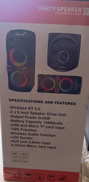 Altifalante Bluetooth Portátil de 100W