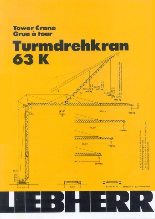 Баштовий кран Liebherr 63 K будівельний самомонтуємий 6 т