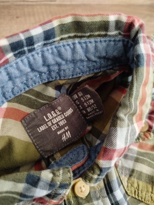 Zestaw koszula w kratę, rozmiar 80