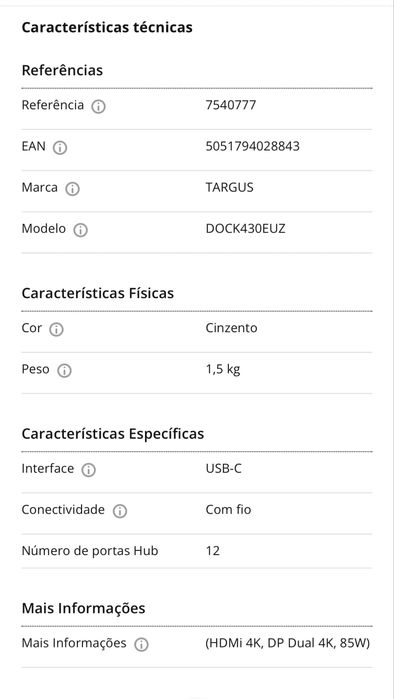 Docking Station Targus DOCK430EUZ USB-C (85W)