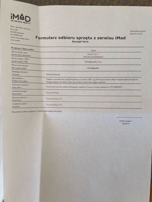 Tablet APPLE iPad Air 10.5 (2019) 64GB Wi-Fi Złoty MUUL2FD/A