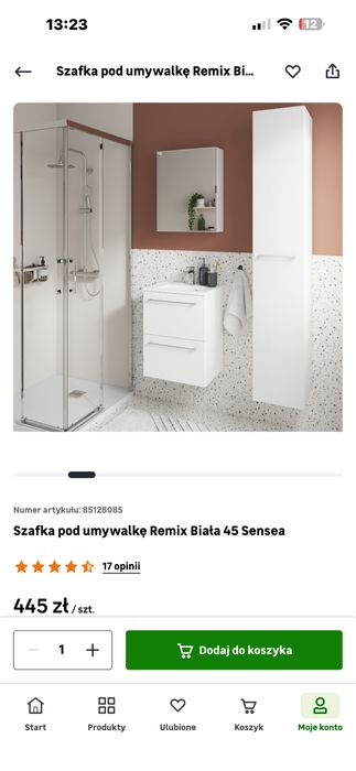 Szafka pod umywalkę 45 cm. gotowa do montażu.