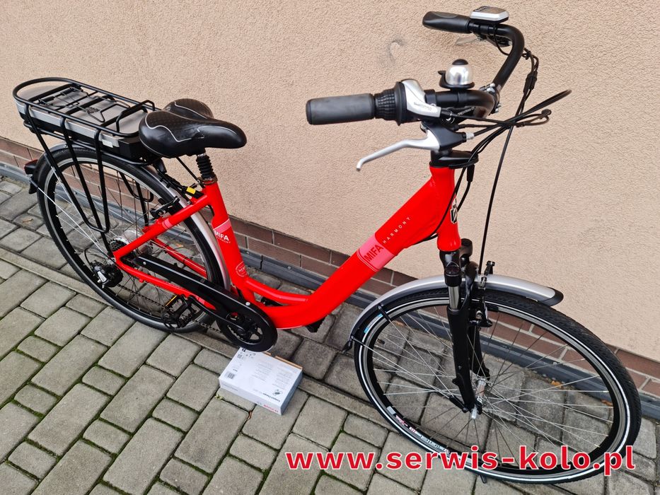 Rower elektryczny damski damka MIFA koła 28 SHIMANO ALTUS aluminium