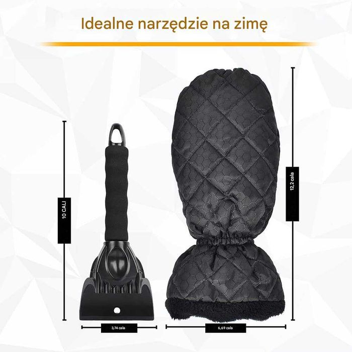 Skrobaczka samochodowa z rękawicą ocieplana samochodow skrobak do szyb