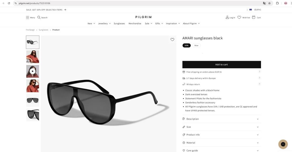 Oculos Sol Pilgrim Pretos