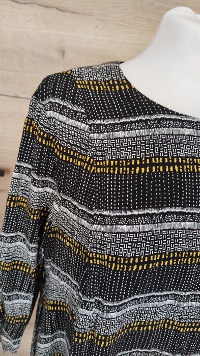 Luźna zwiewna sukienka czarna z żółtymi kropkami H&M