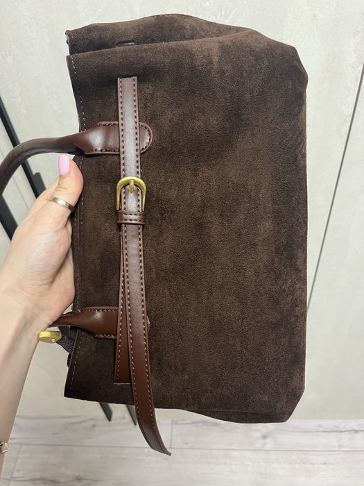 Трендова замшева коричнева шоколадна сумка