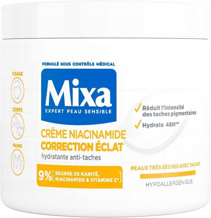 mixa krem do twarzy i ciała na plamy pigmentacyjne z 9% niacynamidem 400 ml