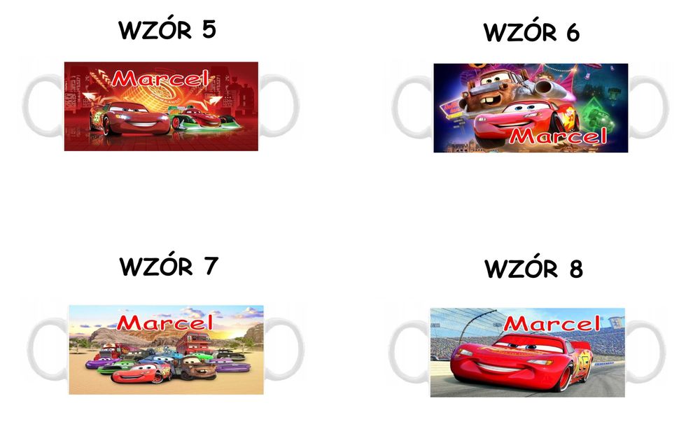 Kubek z nadrukiem Auta, różne wzory plus imię