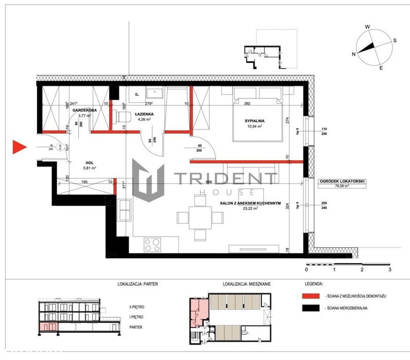 2pokoje z garderobą i ogródkiem w nowej inwestycji