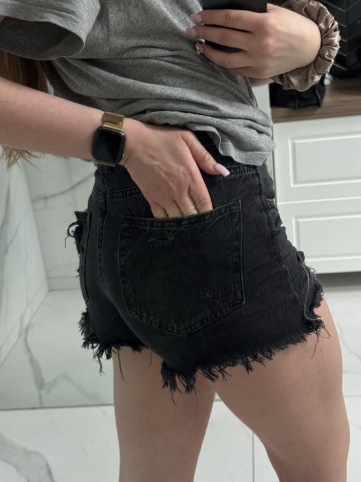 Damskie shorty krótkie spodenki jeansowe czarne