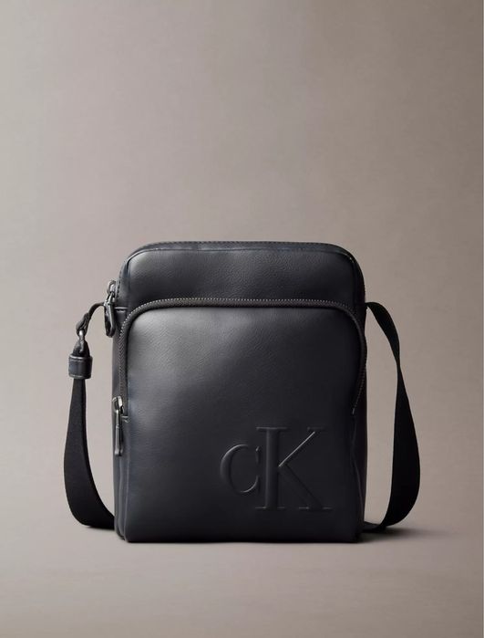 Чоловіча сумка месенджер кросбоді Calvin Klein чорна на 2 відділення