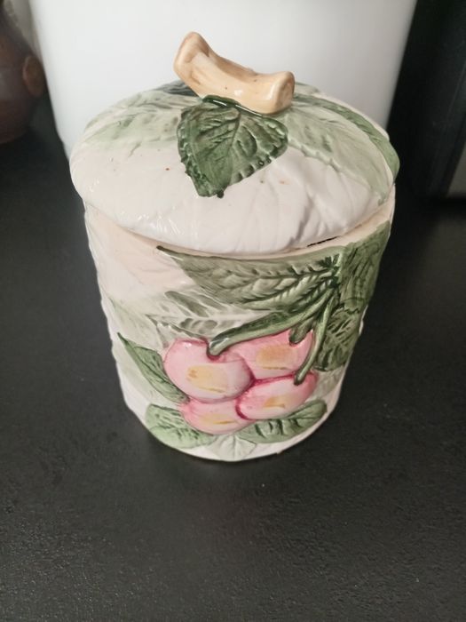 Pojemnik na cukier, smalec, mąkę. Lata PRL. Z pokrywką.