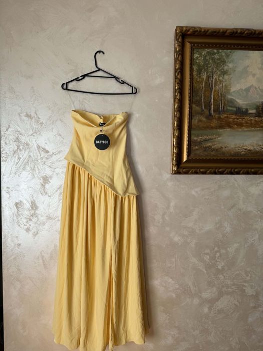 Sukienka maxi butter yellow z szalem babyboo