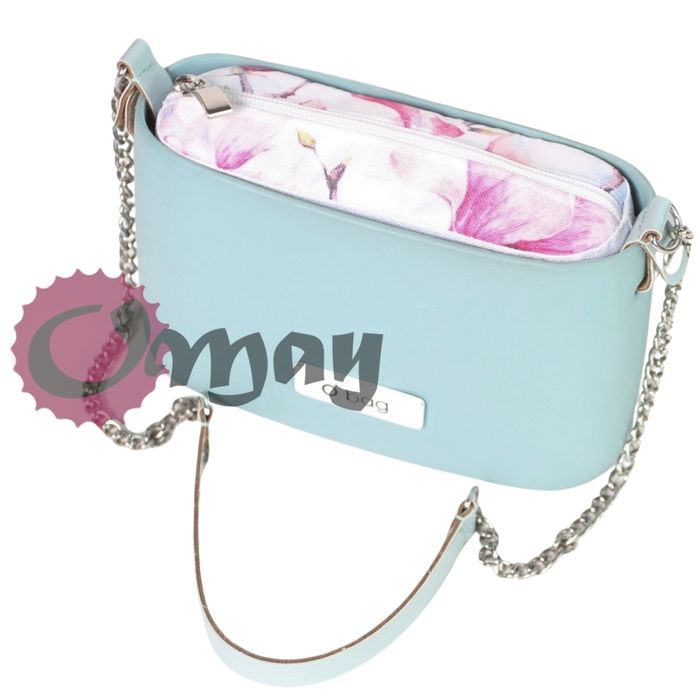 Biały organizer OBAG POCKET kwiaty magnolie róż 1 kieszeń wkład OMAY