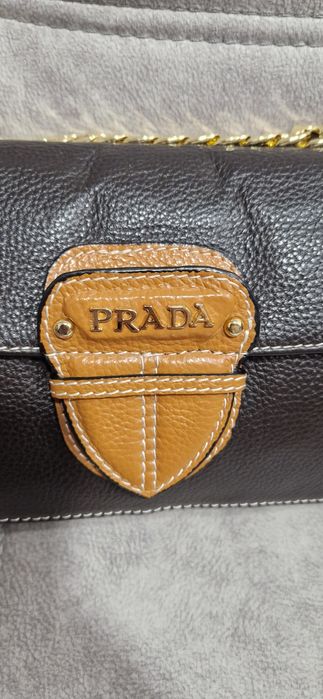 Сумка Prada, 30×15,5×5cm,шоколад, натуральная кожа