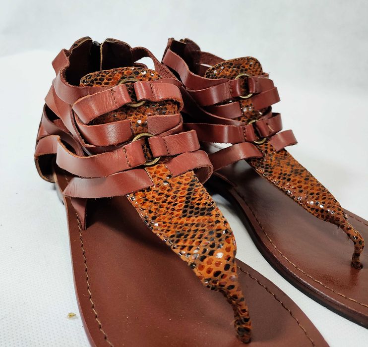 Sandały skórzane rzymianki z zakrytą piętą SOFT GREY 36 23,5cm BD0047