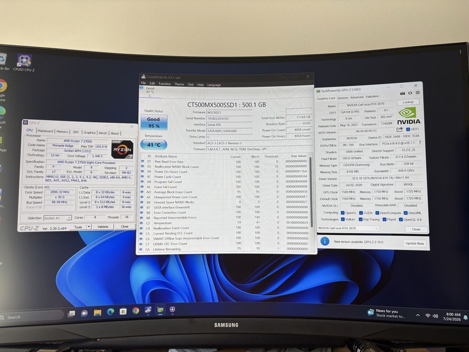 Ryzen 7 | RTX 3070 | Novo fonte de alimentação