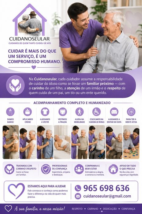 Cuidar de idosos com dignidade, paciência e dedicação