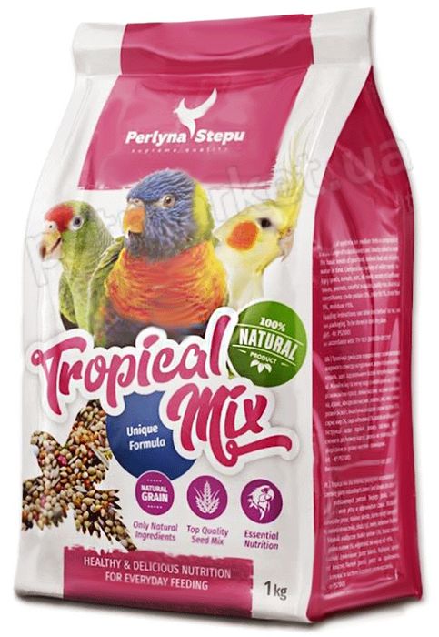 Корм для папуг Перлина степу Tropical.Аксесуари,іграшки,гамаки.