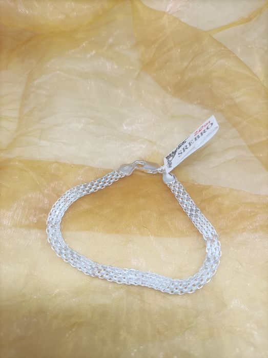 Srebrna bransoletka splot Bismarck 925 długość 20 cm