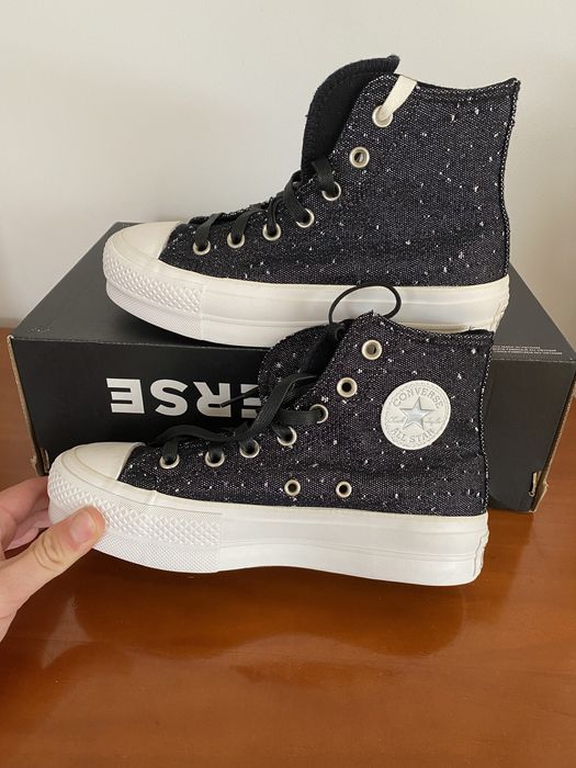 Tenis bota all star preto brilhantes plataforma converse NOVOS