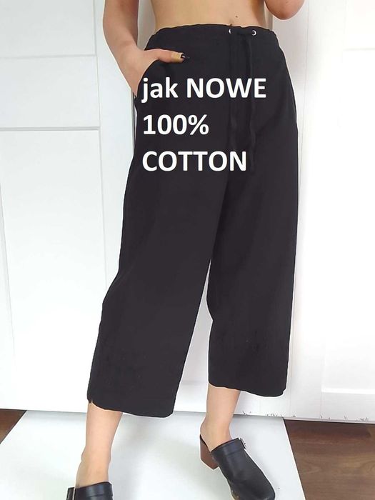 True vintage bawełniane spodnie czarne z haftem  L XL 40 42 jak nowe