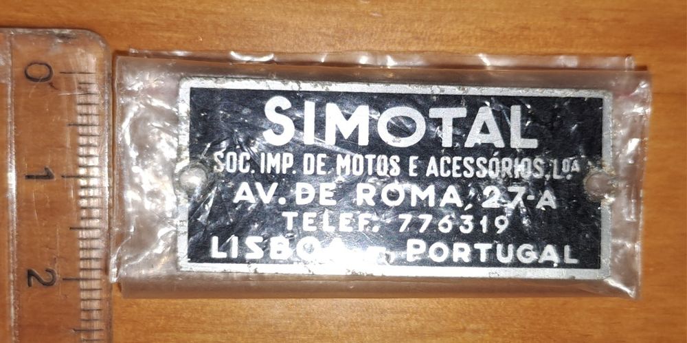 Chapa antiga de importador Português - SIMOTAL (Lisboa) - RARÍSSIMA!