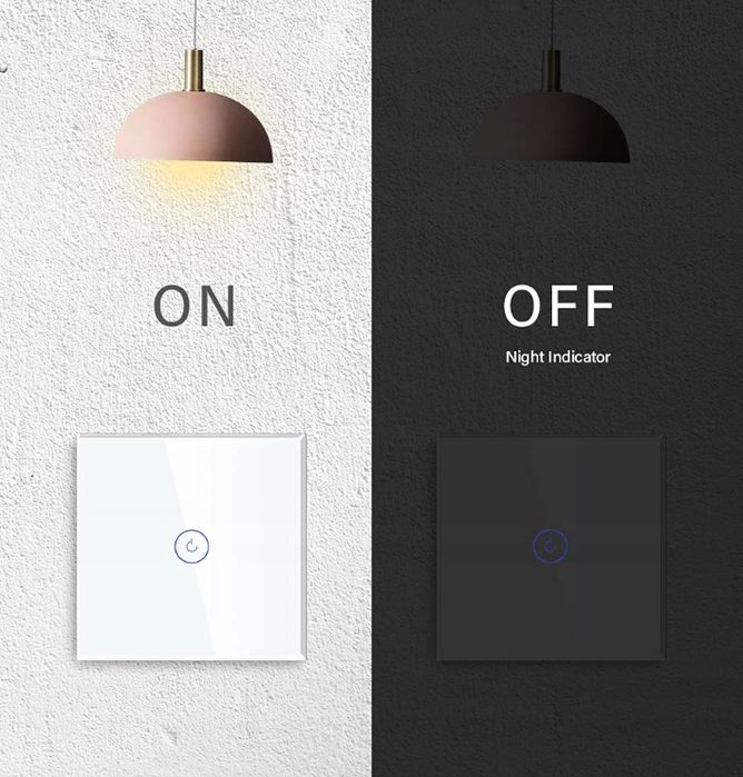 Bseed Włącznik Światła Dotykowy Szkło Hartowane Biały 2 Sztuki