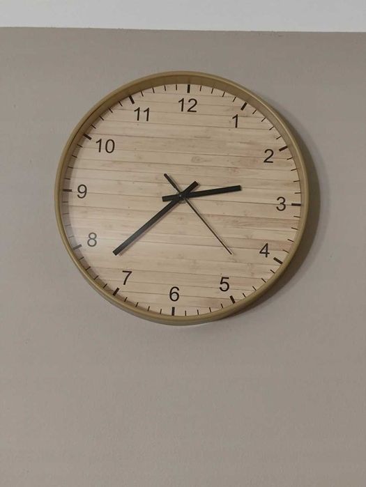 Drewniany Zegar Beżowy Cichy Zegar Ścienny Drewno 25Cm Minimalistyczny