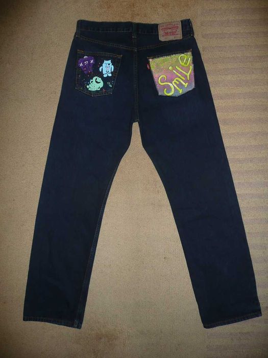 NOWE spodnie dżinsy LEVIS 751 W32/L32=43,5/108cm malowane