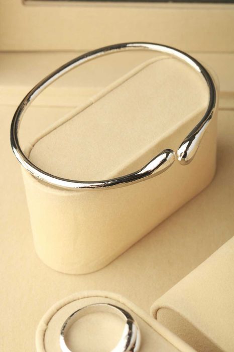 Duży Komplet biżuterii 4cz. kropla wody, drop water regulowany k. sreb