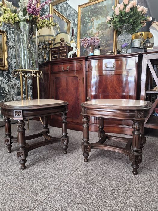 Par de Mesas de Apoio / Canto Antigas Madeira Clássica.