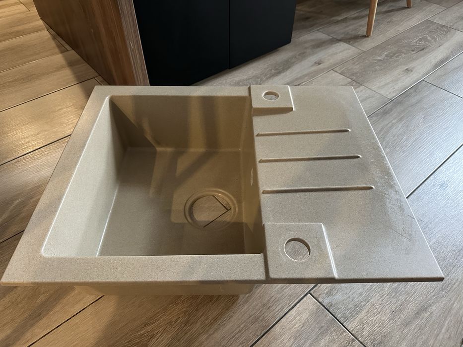 Zlewozmywak granitowy  + barmteria / beżowy