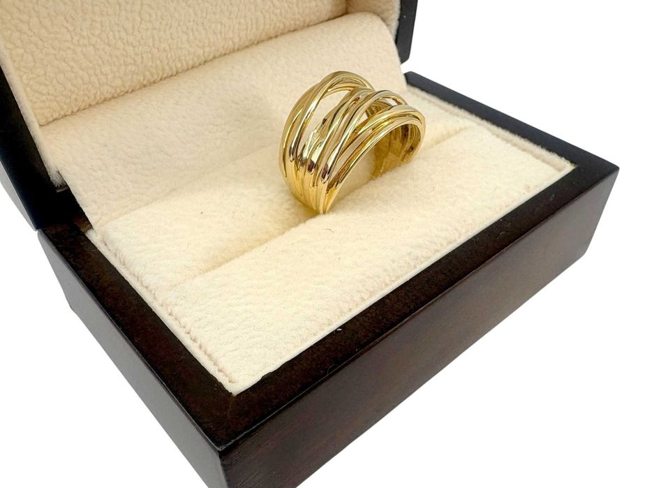 Świetny złoty pierścionek plecionka 5,14G 585 R.17