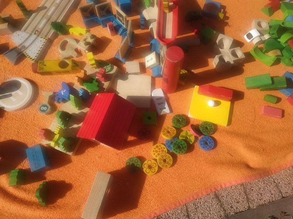 Duży zestaw klocki drewniane stacja kosmiczna pudełka IKEA