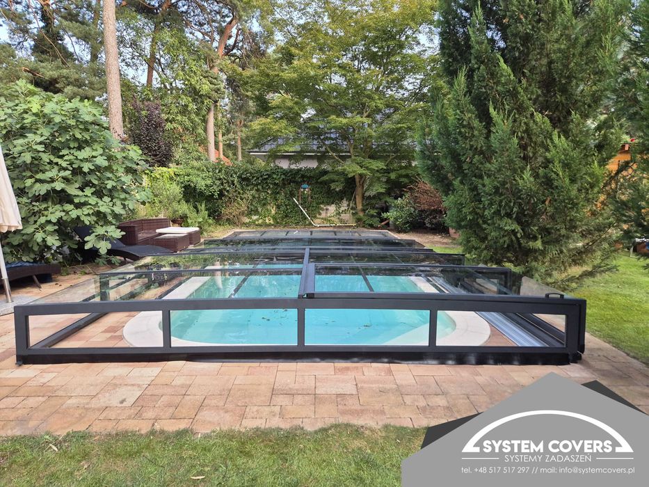 Zadaszenie basenowe basenu przykrycie 370 x 640 x 55 cm