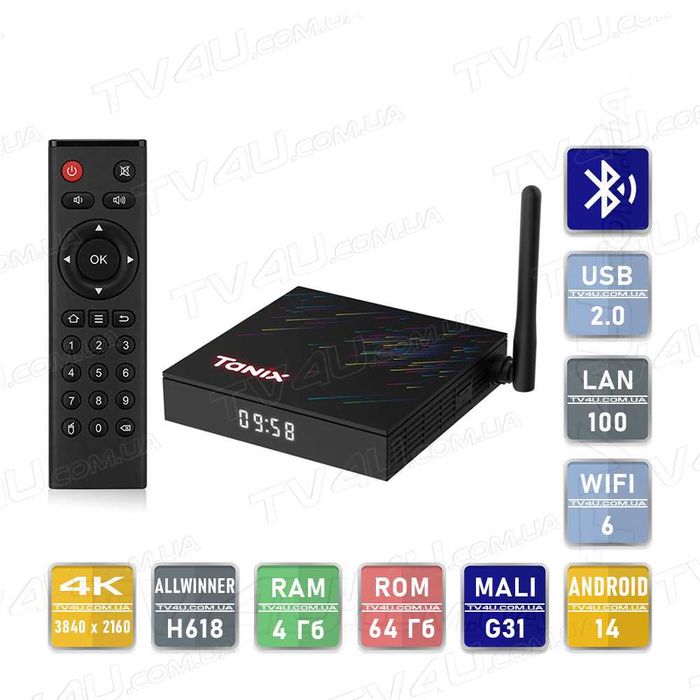 Смарт ТВ приставка Tanix TX68 4/64 Гб Smart TV Box Android 14
