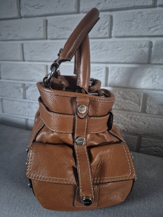 Karen Millen torebka skóra naturalna karmelowy brąz