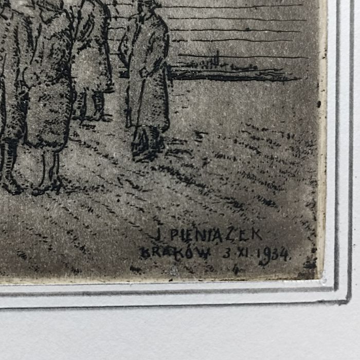 Grafika Józef Pieniążek Kościół Mariacki Kraków 1934 Rok