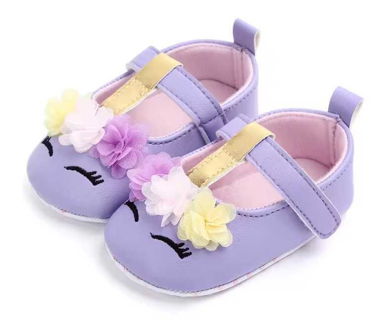 Buciki balerinki niechodki Jednorożec 1 szt 6-12msc róż białe fiolet